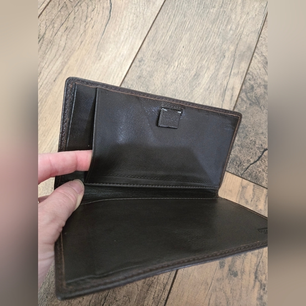 Coach Brown Leather Check Book Cover - Picture 6 of 10